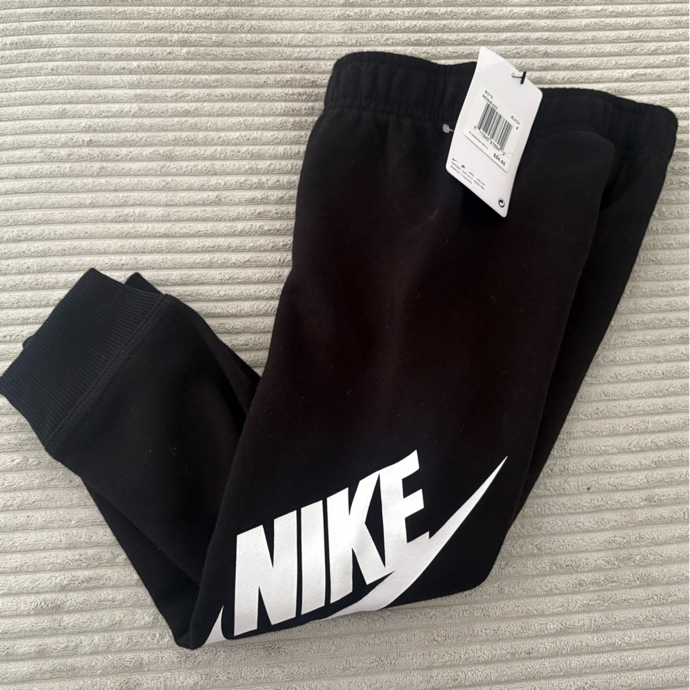 Nike Kids Black Sweatpants with White Logo